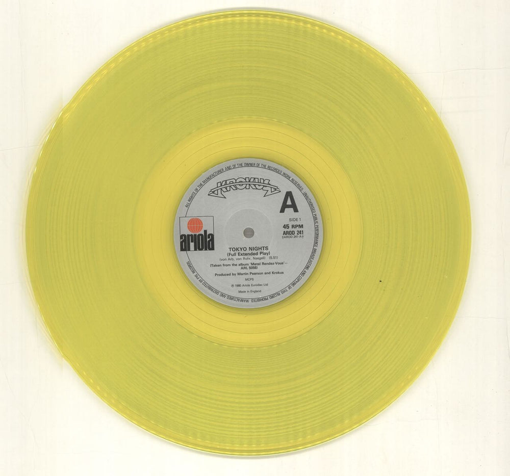 Krokus Tokyo Nights - Yellow Vinyl UK 12" vinyl single (12 inch record / Maxi-single) KRO12TO397281