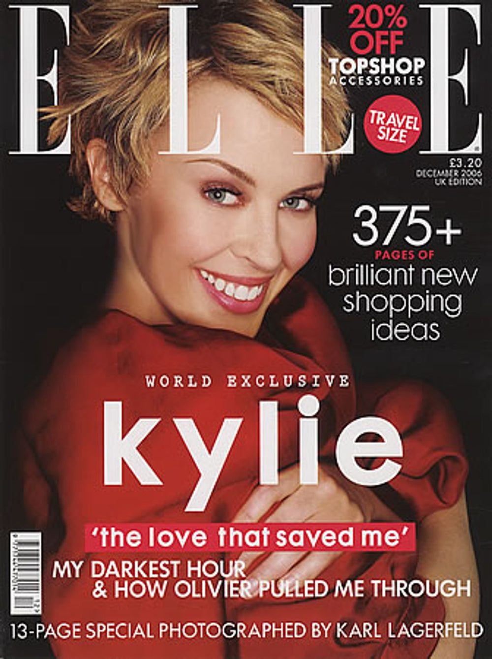 Kylie Minogue Elle Magazine UK magazine TRAVEL SIZE