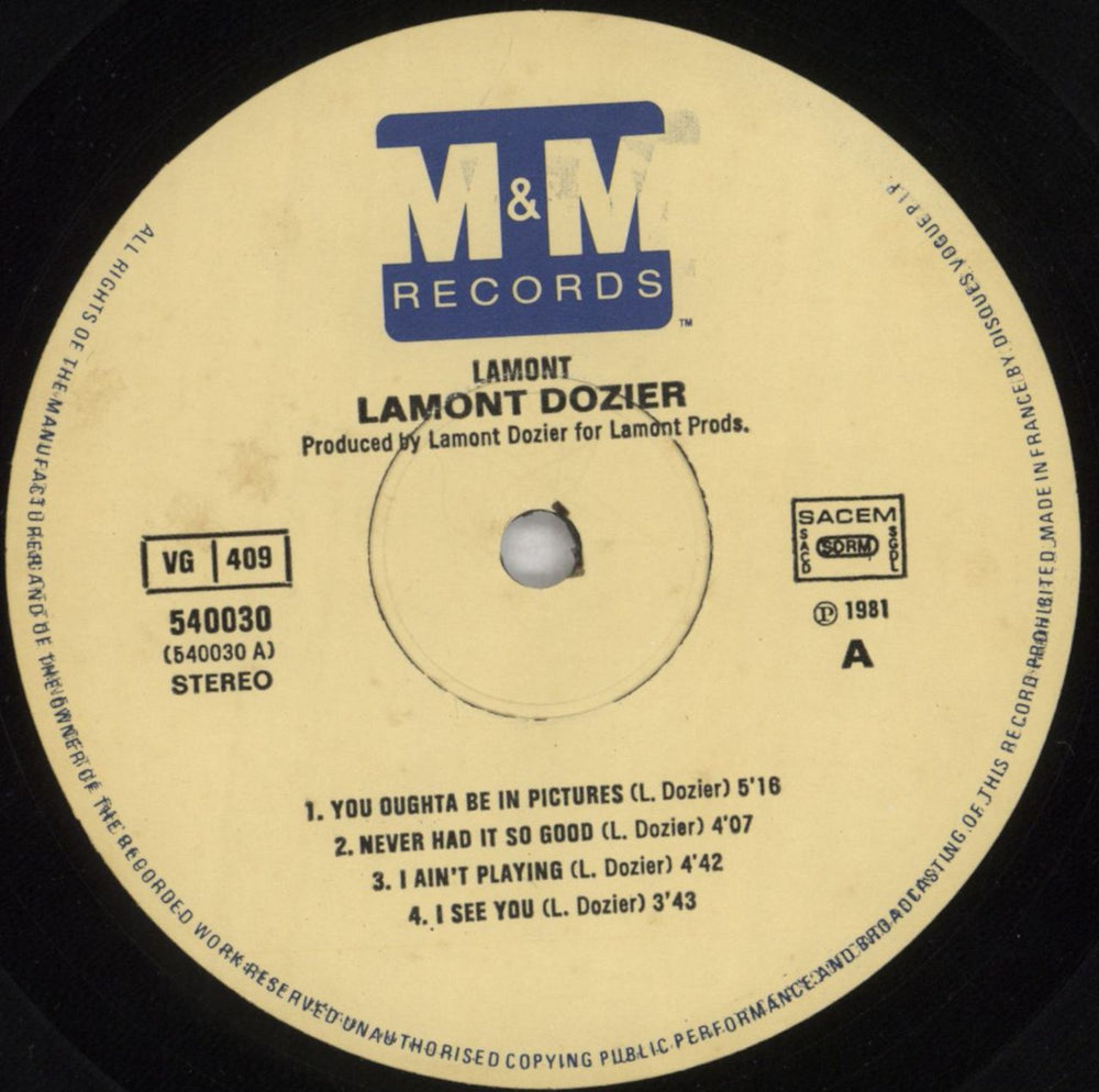 Lamont Dozier Lamont French vinyl LP album (LP record) LHXLPLA824569