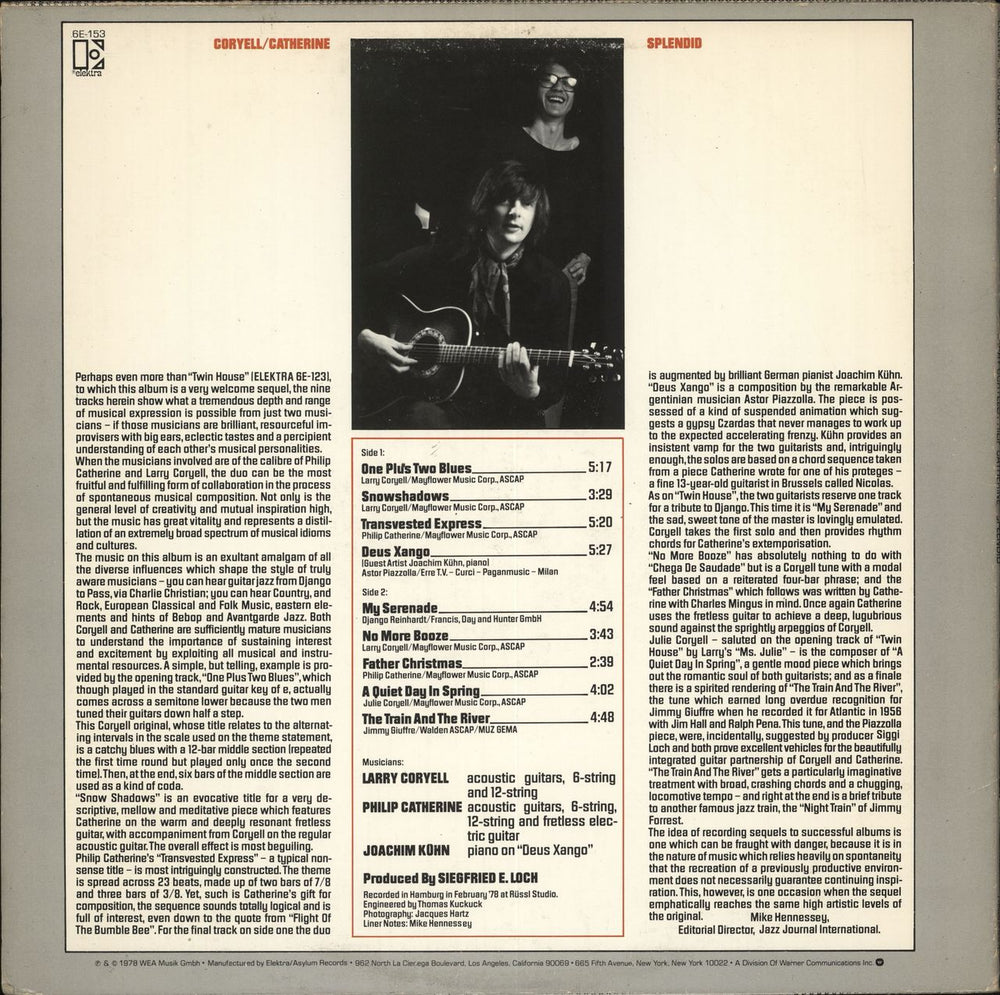 Larry Coryell Splendid US vinyl LP album (LP record)