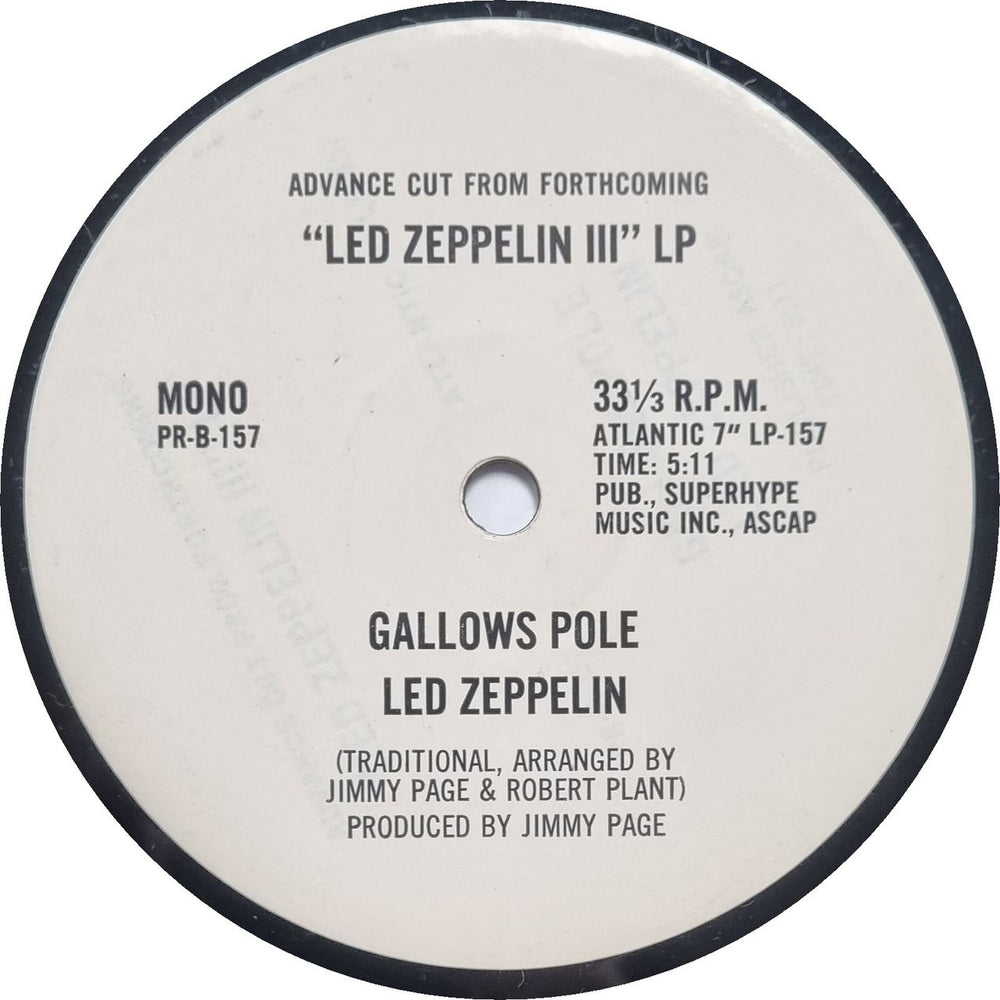 Led Zeppelin Gallows Pole US Promo 7" vinyl single (7 inch record / 45) ST-PR-A-157