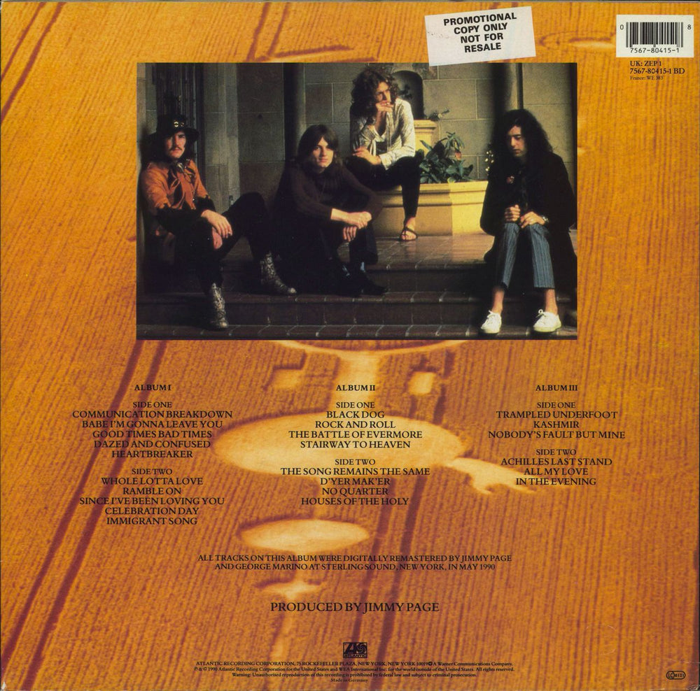 Led Zeppelin Remasters - Promo Stickered UK 3-LP vinyl record set (Triple LP Album) 075678041518