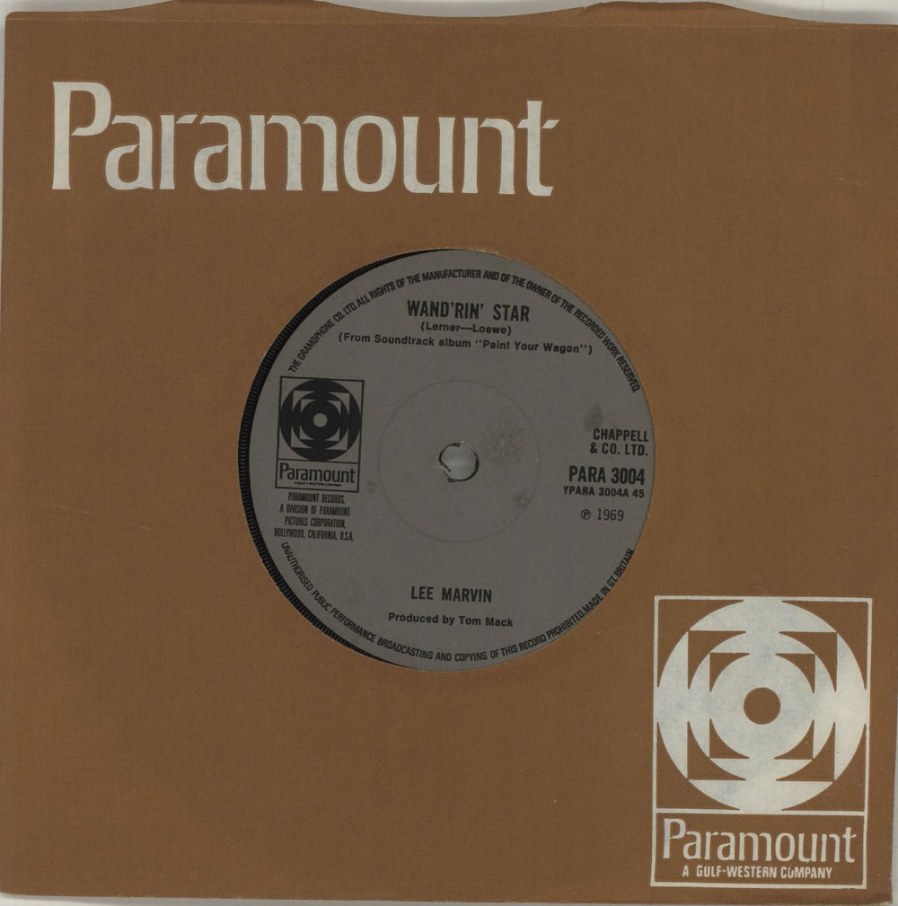 Lee Marvin Wand'rin' Star - Solid UK 7" vinyl single (7 inch record / 45) PARA3004