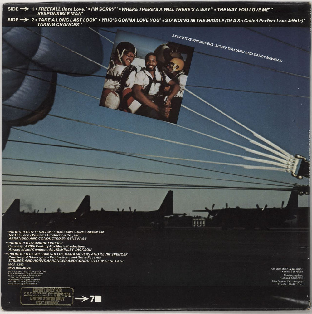 Lenny Williams Taking Chances German vinyl LP album (LP record)