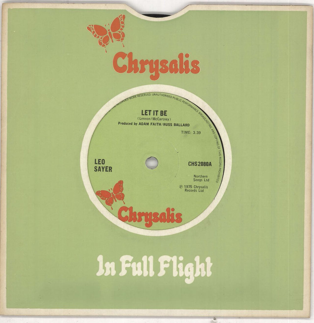 Leo Sayer Let It Be UK 7" vinyl single (7 inch record / 45) CHS2080