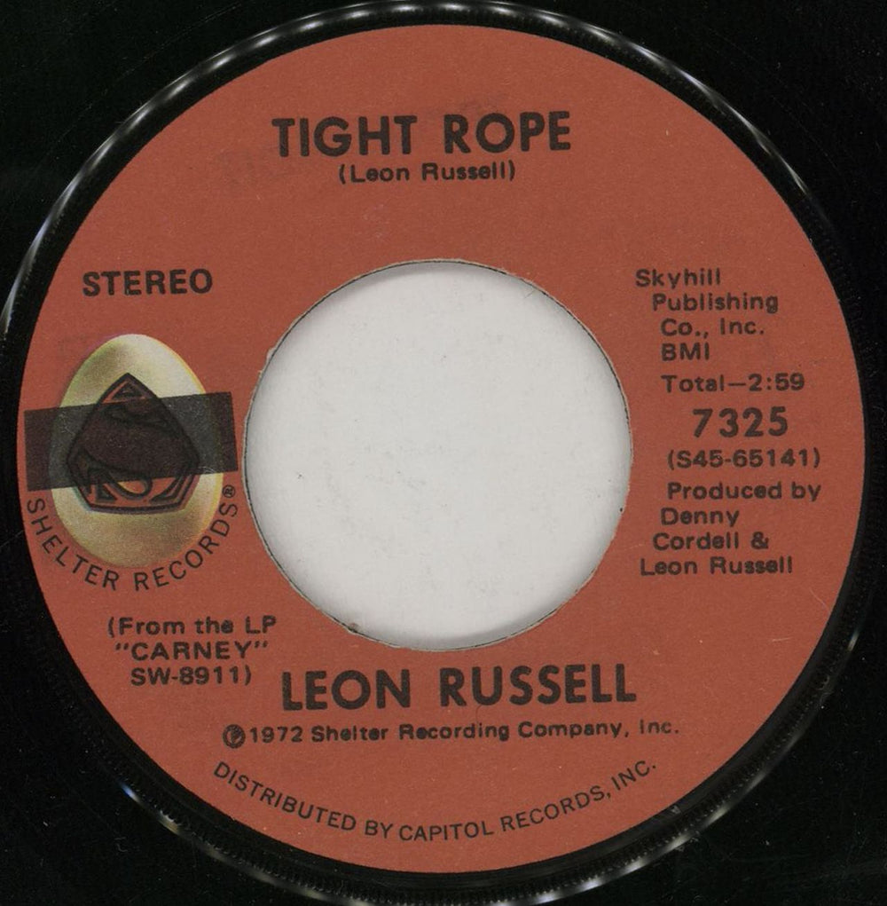 Leon Russell Tight Rope US 7" vinyl single (7 inch record / 45) 7325