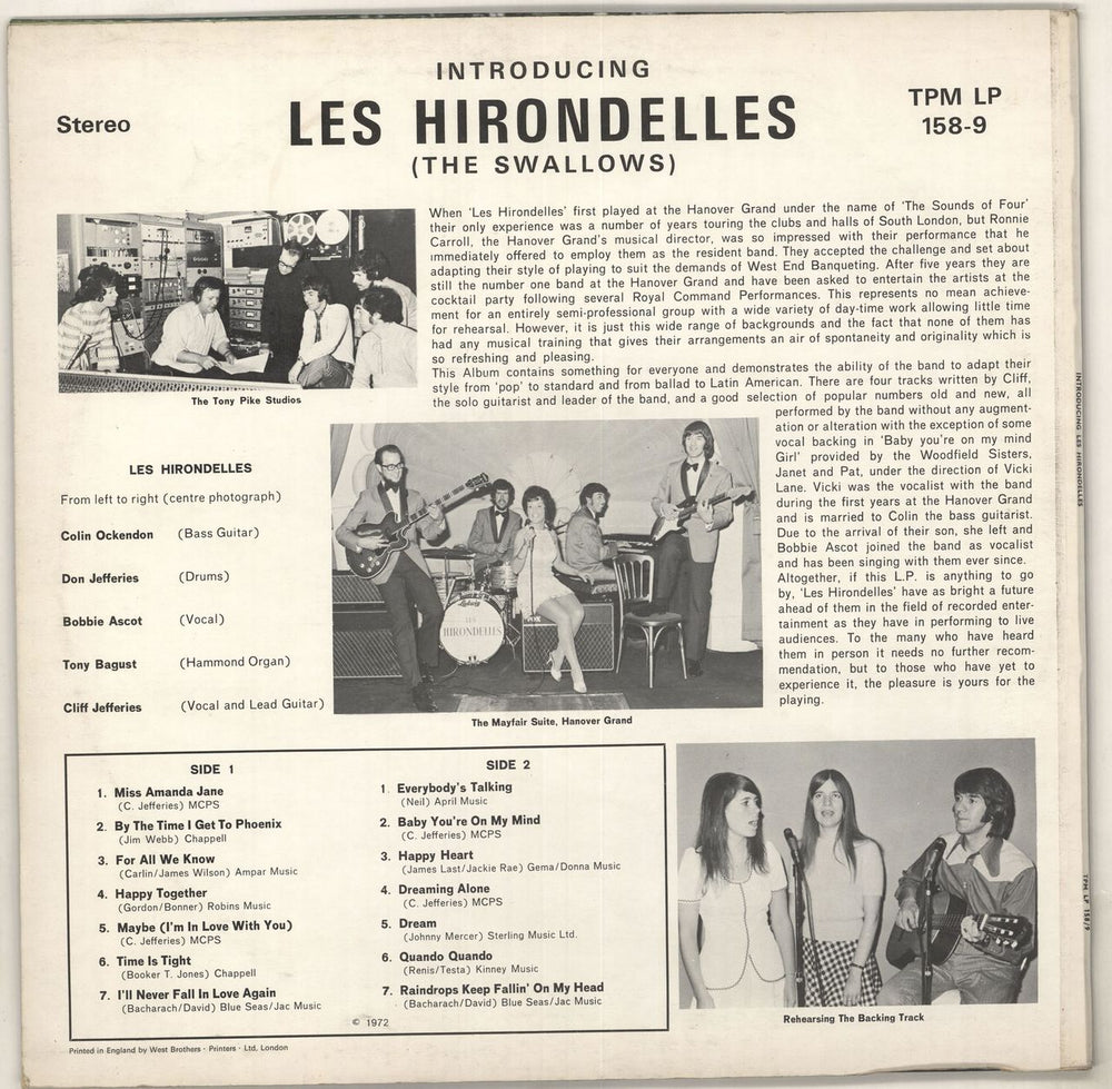 Les Hirondelles Introducing Les Hirondelles UK vinyl LP album (LP record)