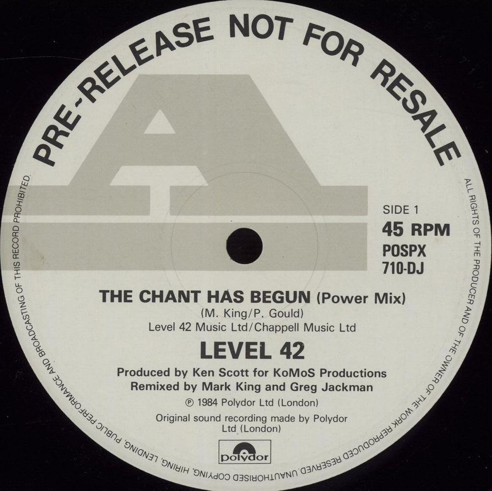 Level 42 The Chant Has Begun UK Promo 12" vinyl single (12 inch record / Maxi-single) POSPX710DJ