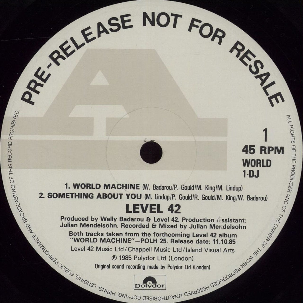 Level 42 World Machine Sampler UK Promo 12" vinyl single (12 inch record / Maxi-single) WORLD1-DJ