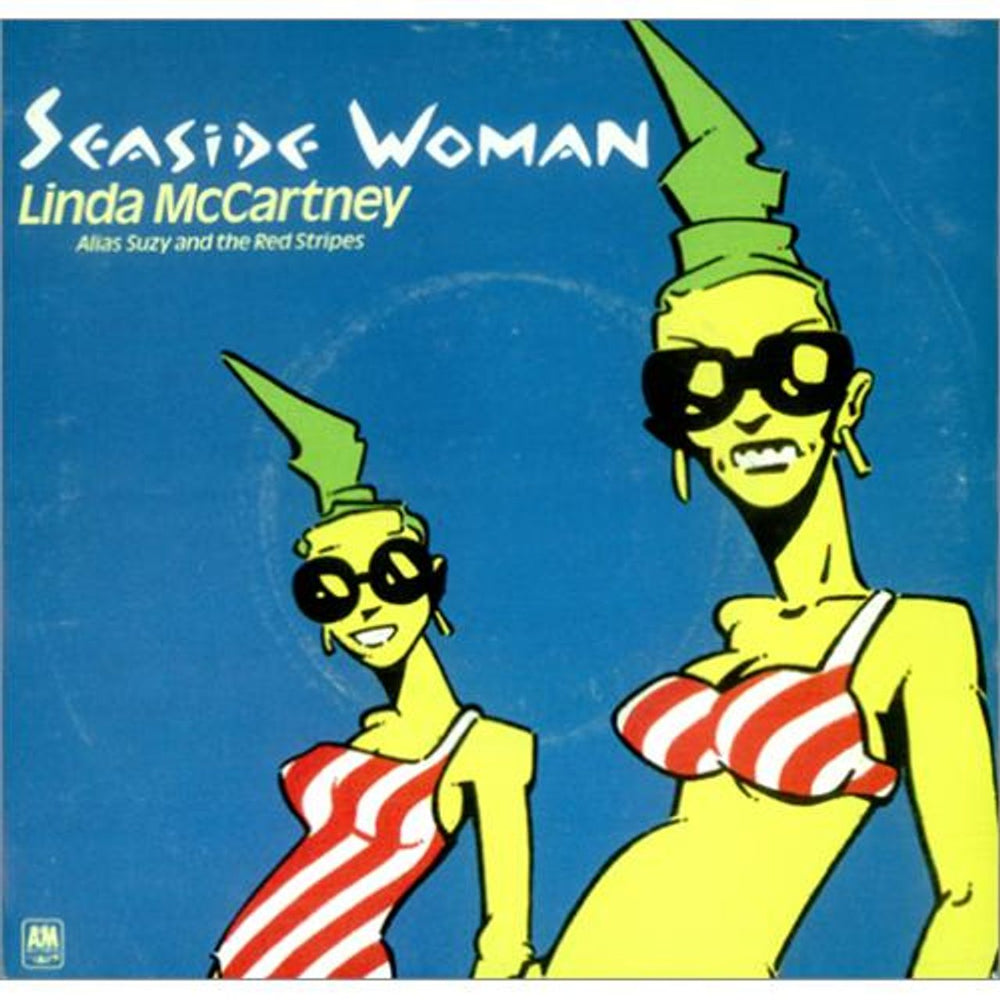 Linda McCartney Seaside Woman - 2nd A&M Issue - Cartoon P/s UK 7" vinyl single (7 inch record / 45) AMS7548