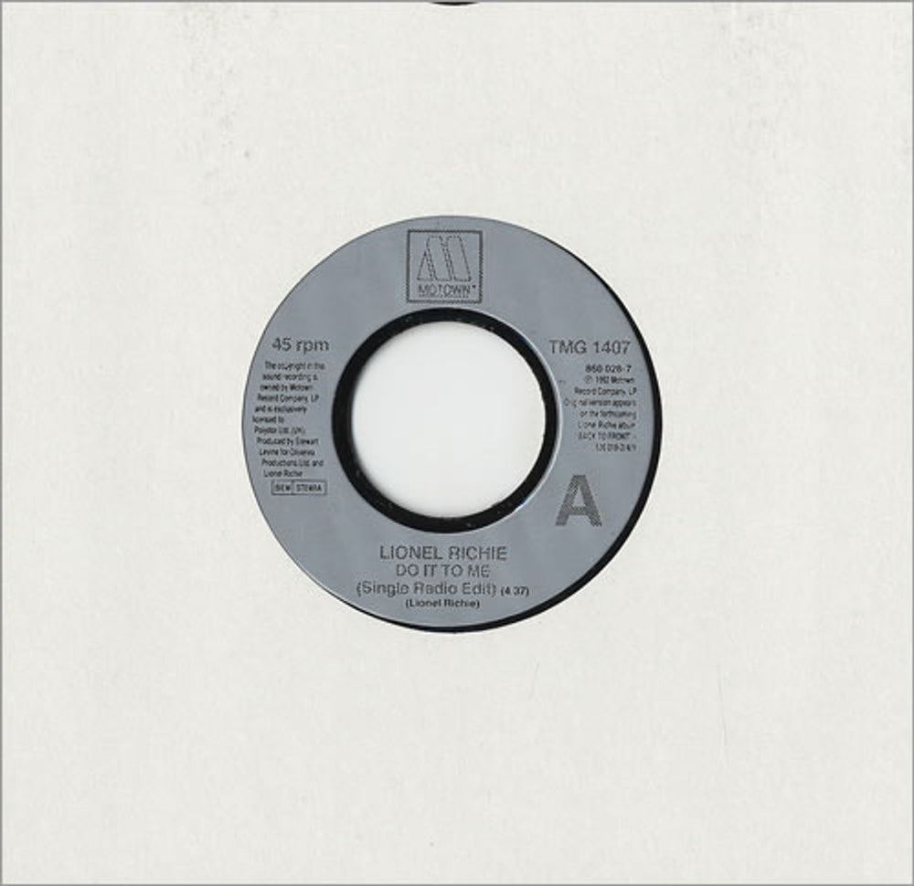 Lionel Richie Do It To Me (Single Radio Edit) French 7" vinyl single (7 inch record / 45) TMG1407