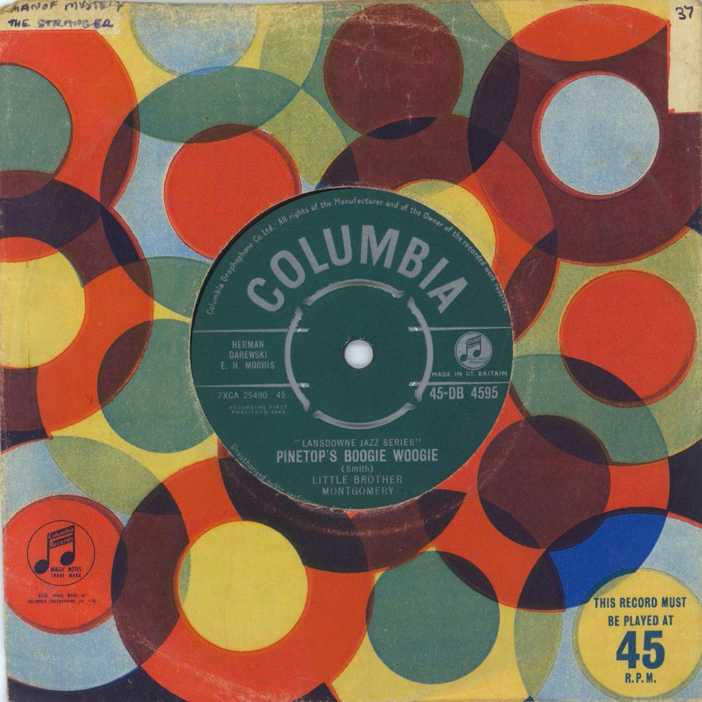 Little Brother Montgomery Pinetop's Boogie Woogie UK 7" vinyl single (7 inch record / 45) 45-DB4595