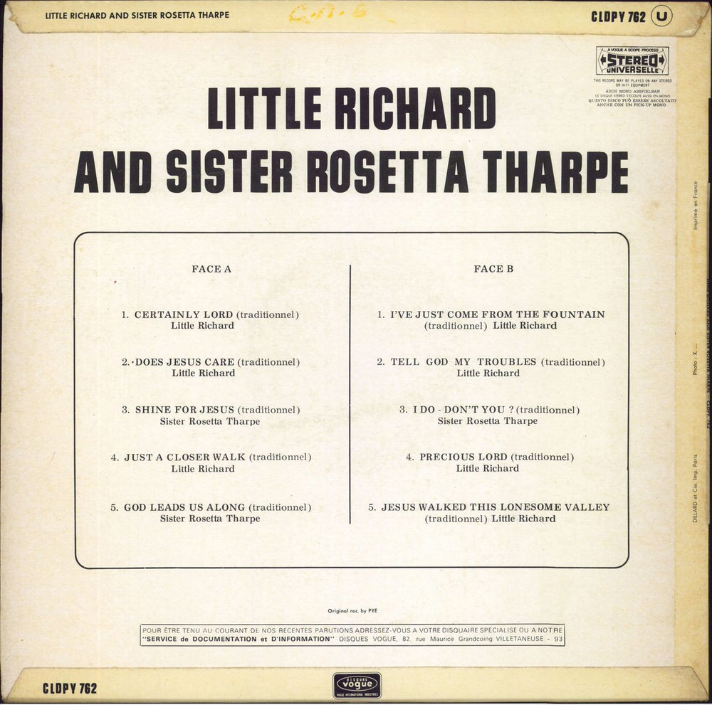 Little Richard Little Richard & Sister Rosetta Tharpe French vinyl LP album (LP record)