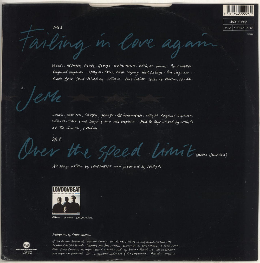 Londonbeat Failing In Love Again - Black sleeve UK 12" vinyl single (12 inch record / Maxi-single)