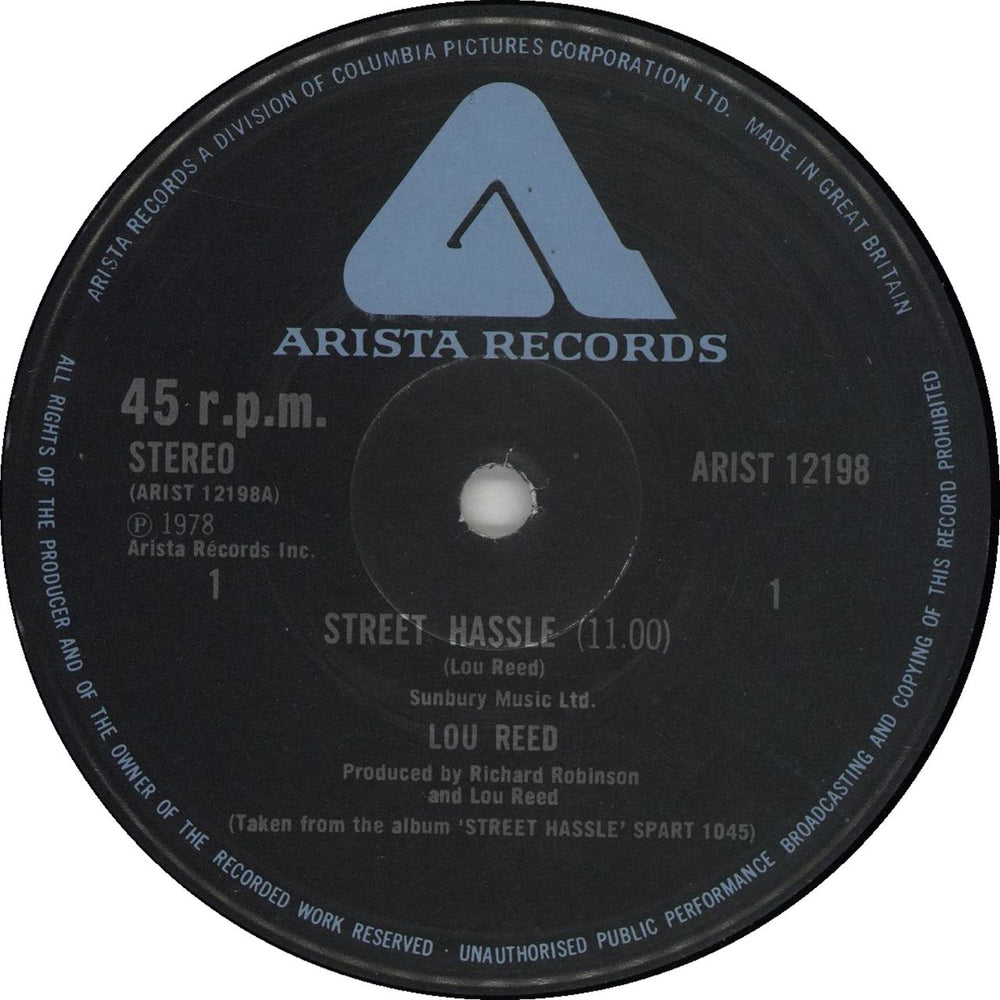 Lou Reed Street Hassle UK 12" vinyl single (12 inch record / Maxi-single) LOU12ST89509