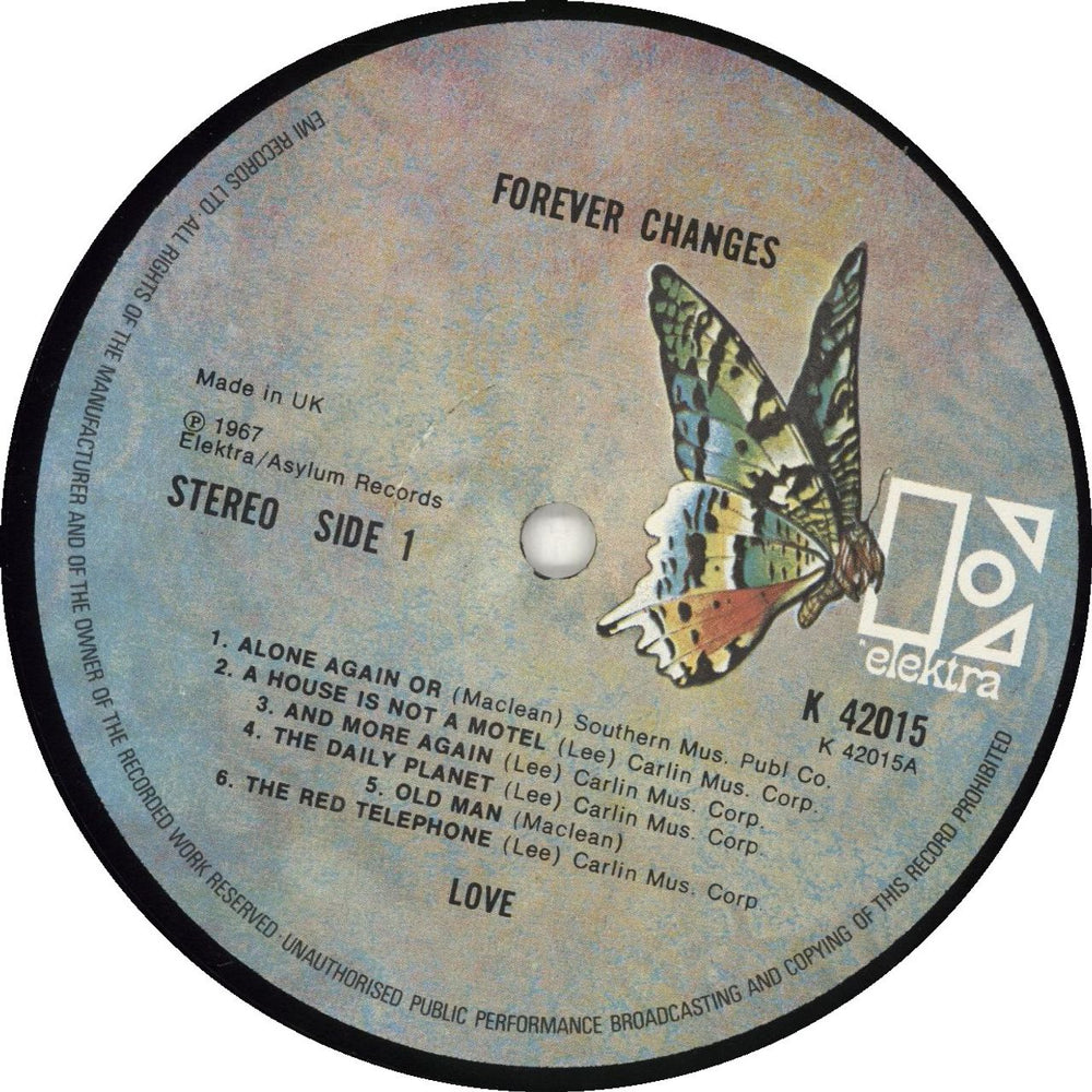 Love Forever Changes - 1971 Butterfly - Laminated UK vinyl LP album (LP record)