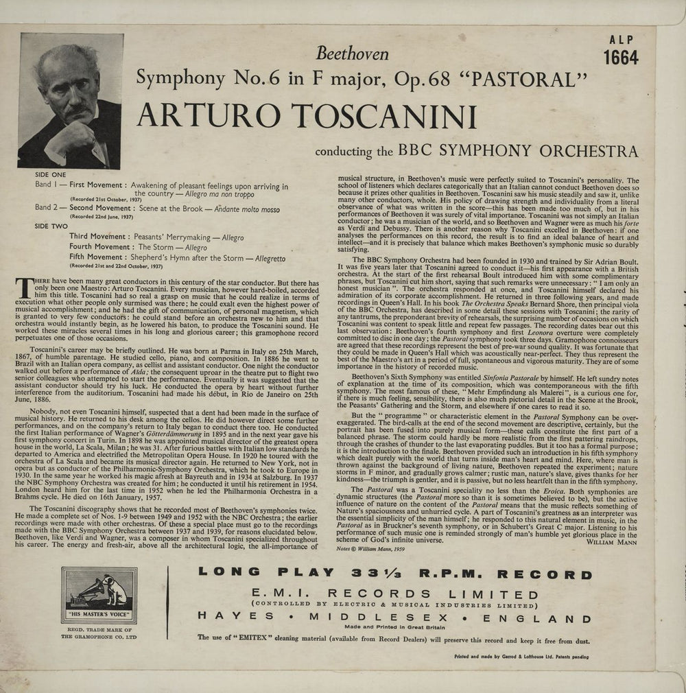 Ludwig Van Beethoven Symphony No. 6 in F Major, Op.68 "Pastoral" UK vinyl LP album (LP record)