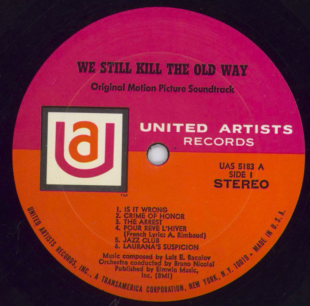 Luis Bacalov We Still Kill The Old Way US vinyl LP album (LP record) QVKLPWE818276