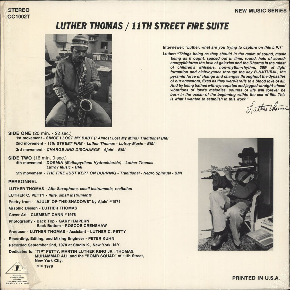 Luther Thomas 11th Street Fire Suite - shrink US vinyl LP album (LP record) Q35LPTH706669