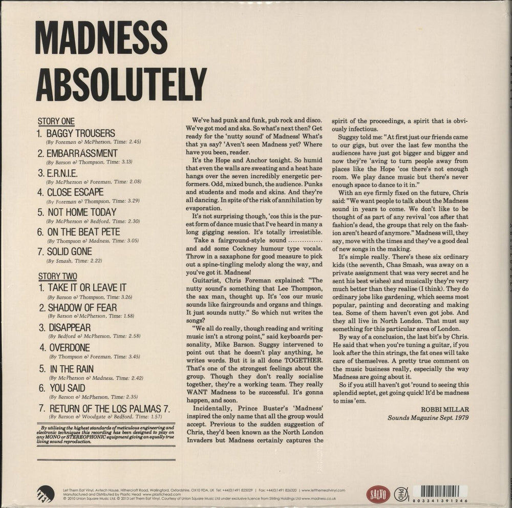 Madness Absolutely - Sealed UK vinyl LP album (LP record) 803341391246