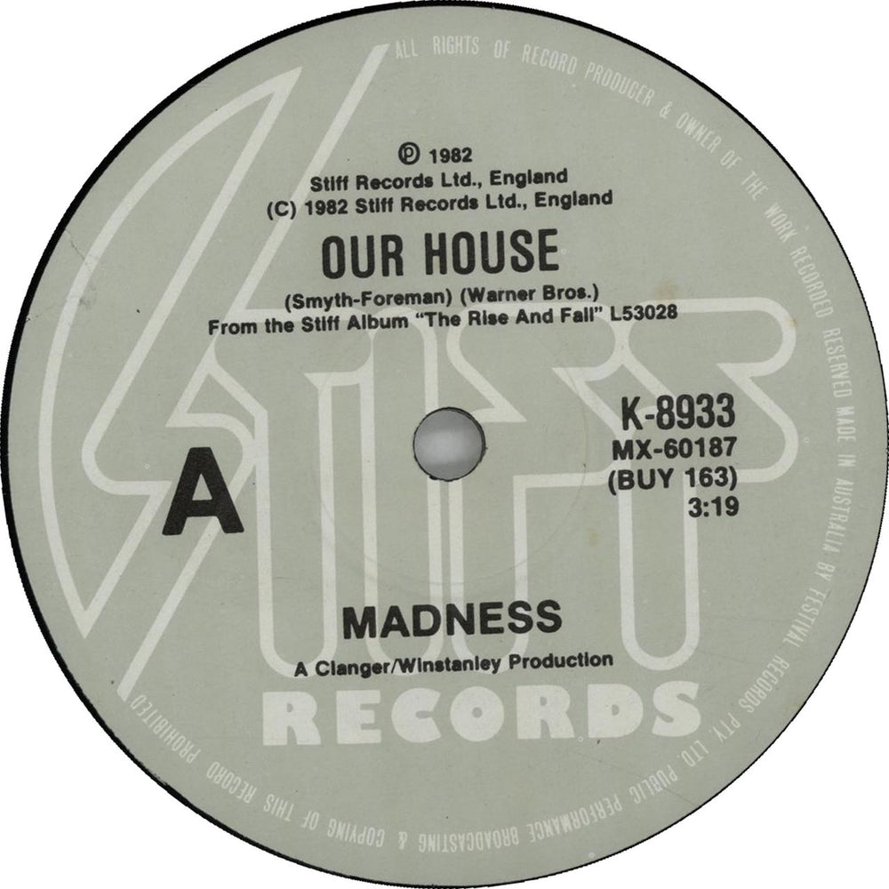 Madness Our House Australian 7" vinyl single (7 inch record / 45)