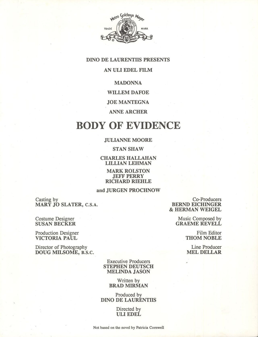 Madonna Body Of Evidence US Promo media press pack MADPPBO136762