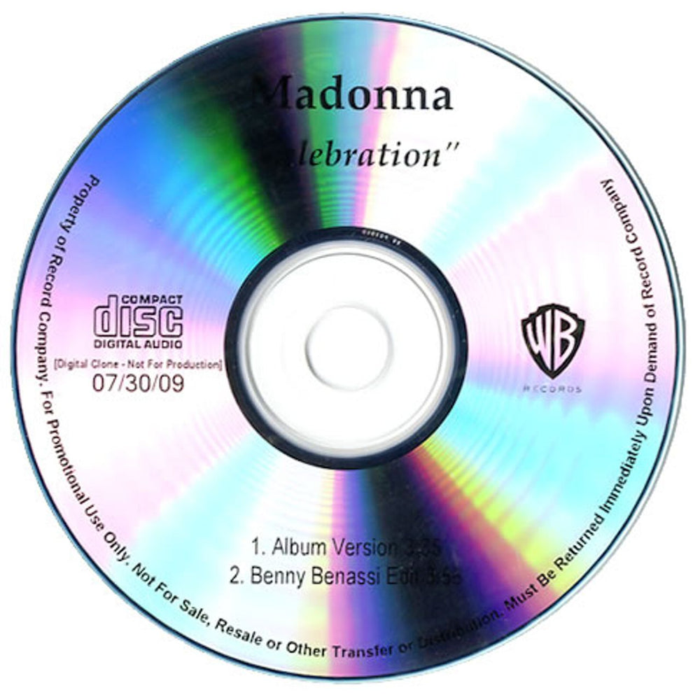 Madonna Celebration US Promo CD-R acetate CD-R ACETATE