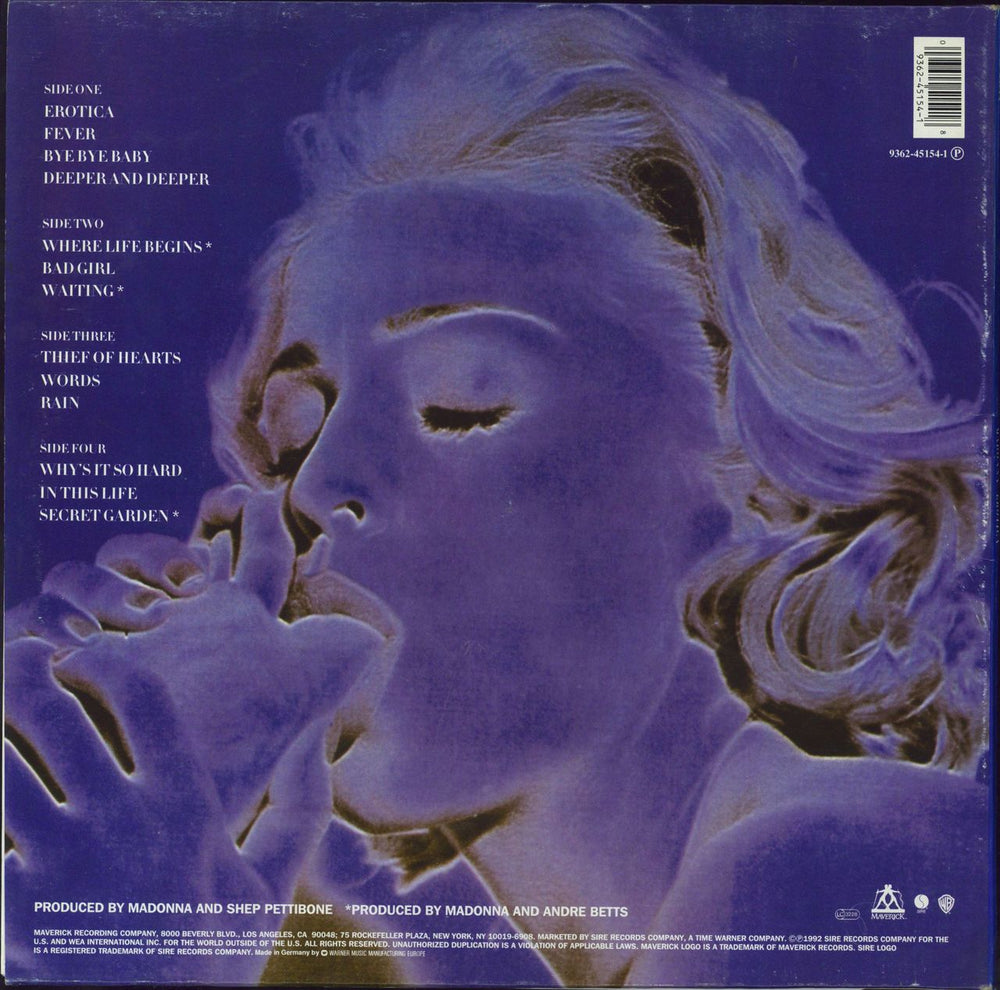 Madonna Erotica - Blue Hype Sticker German 2-LP vinyl record set (Double LP Album) 093624515418