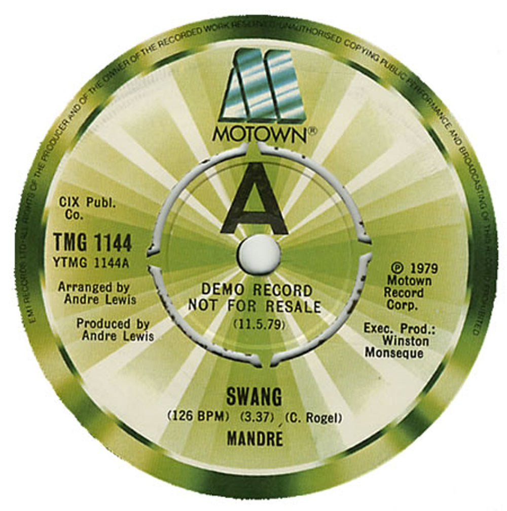 Mandré Swag UK Promo 7" vinyl single (7 inch record / 45) TMG1144