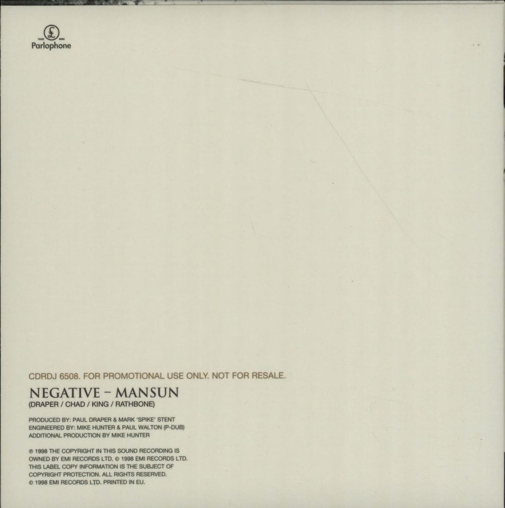 Mansun Negative - double card sleeve UK Promo CD single (CD5 / 5") M-SC5NE123418