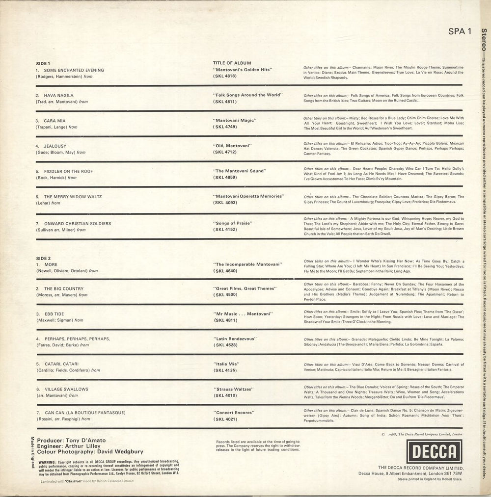 Mantovani The World Of Mantovani - 2nd UK vinyl LP album (LP record)