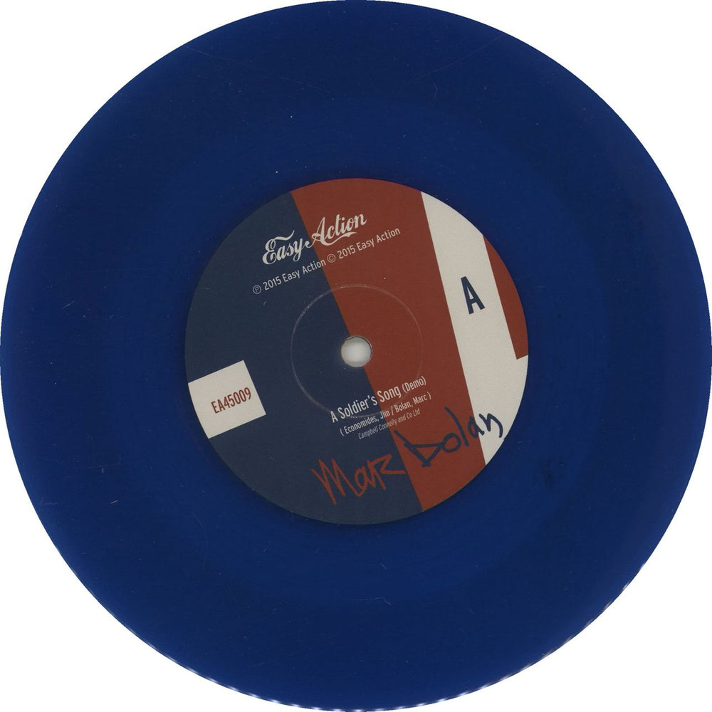 Marc Bolan A Soldier's Song / Reality - Blue Vinyl + Postcard UK 7" vinyl single (7 inch record / 45) MAB07AS668516