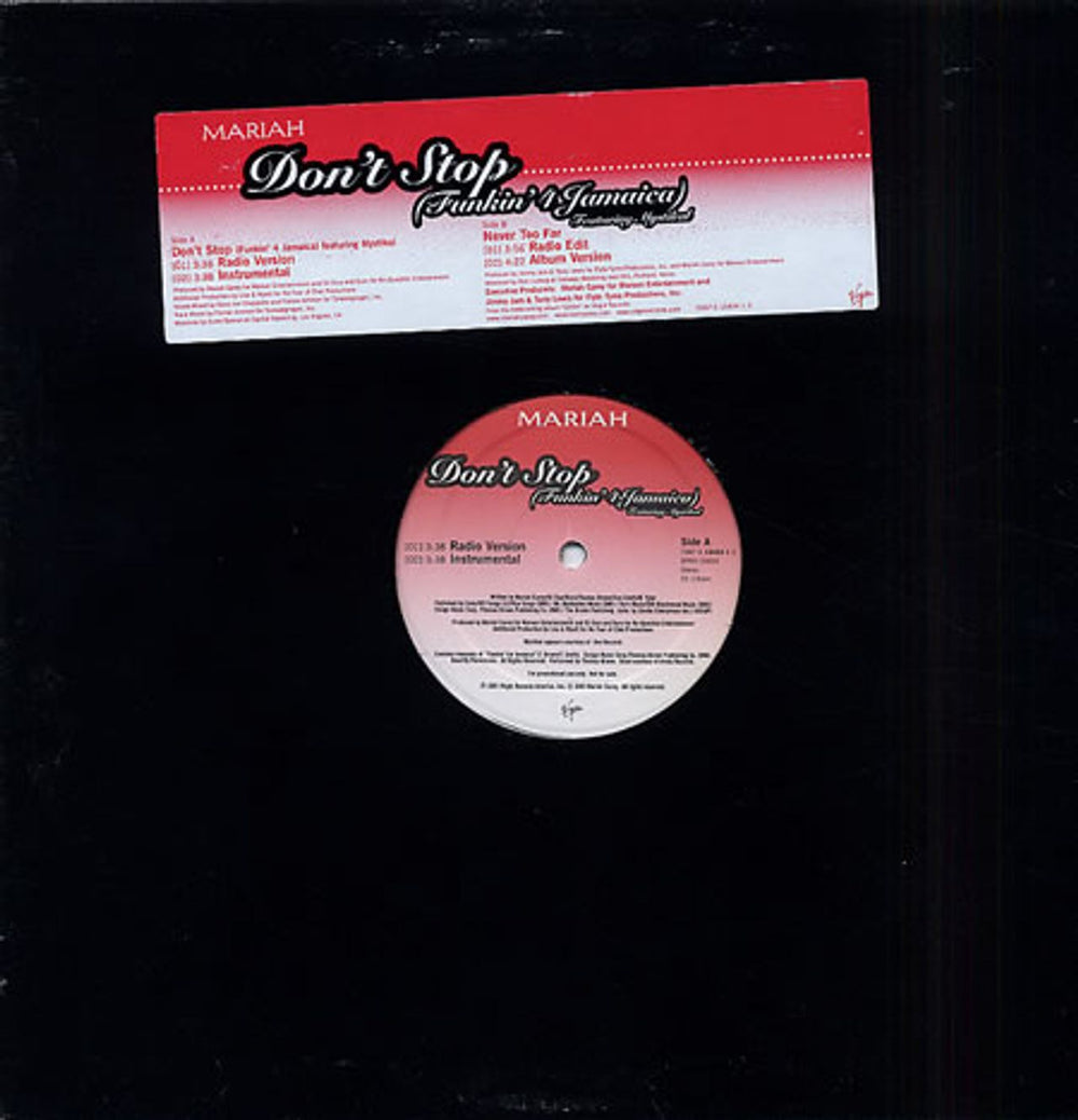 Mariah Carey Don't Stop (Funkin' 4 Jamica) US Promo 12" vinyl single (12 inch record / Maxi-single) SPRO-16454