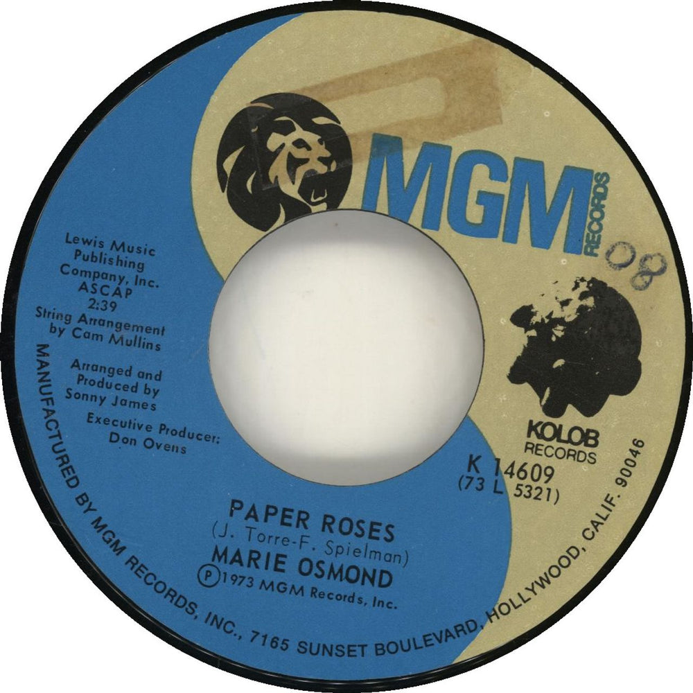 Marie Osmond Paper Roses US 7" vinyl single (7 inch record / 45) 2006315