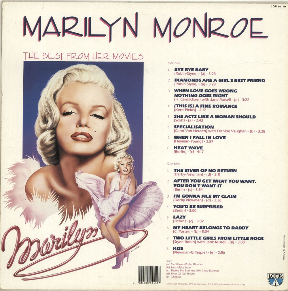 Marilyn Monroe The Best From Her Movies Italian vinyl LP album (LP record) 8004883141197