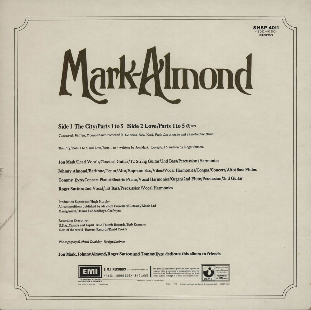 Mark-Almond Mark-Almond - 2nd UK vinyl LP album (LP record) MRALPMA648899