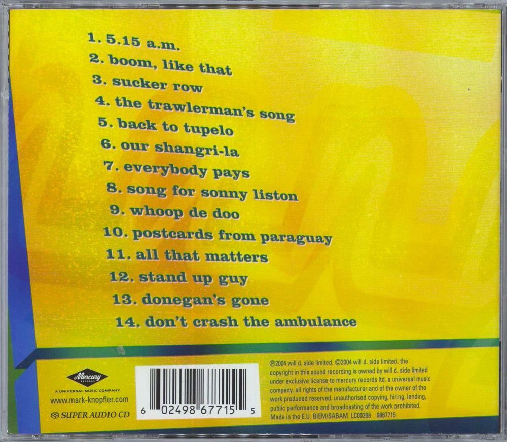 Mark Knopfler Shangri-La UK super audio CD SACD 602498677155