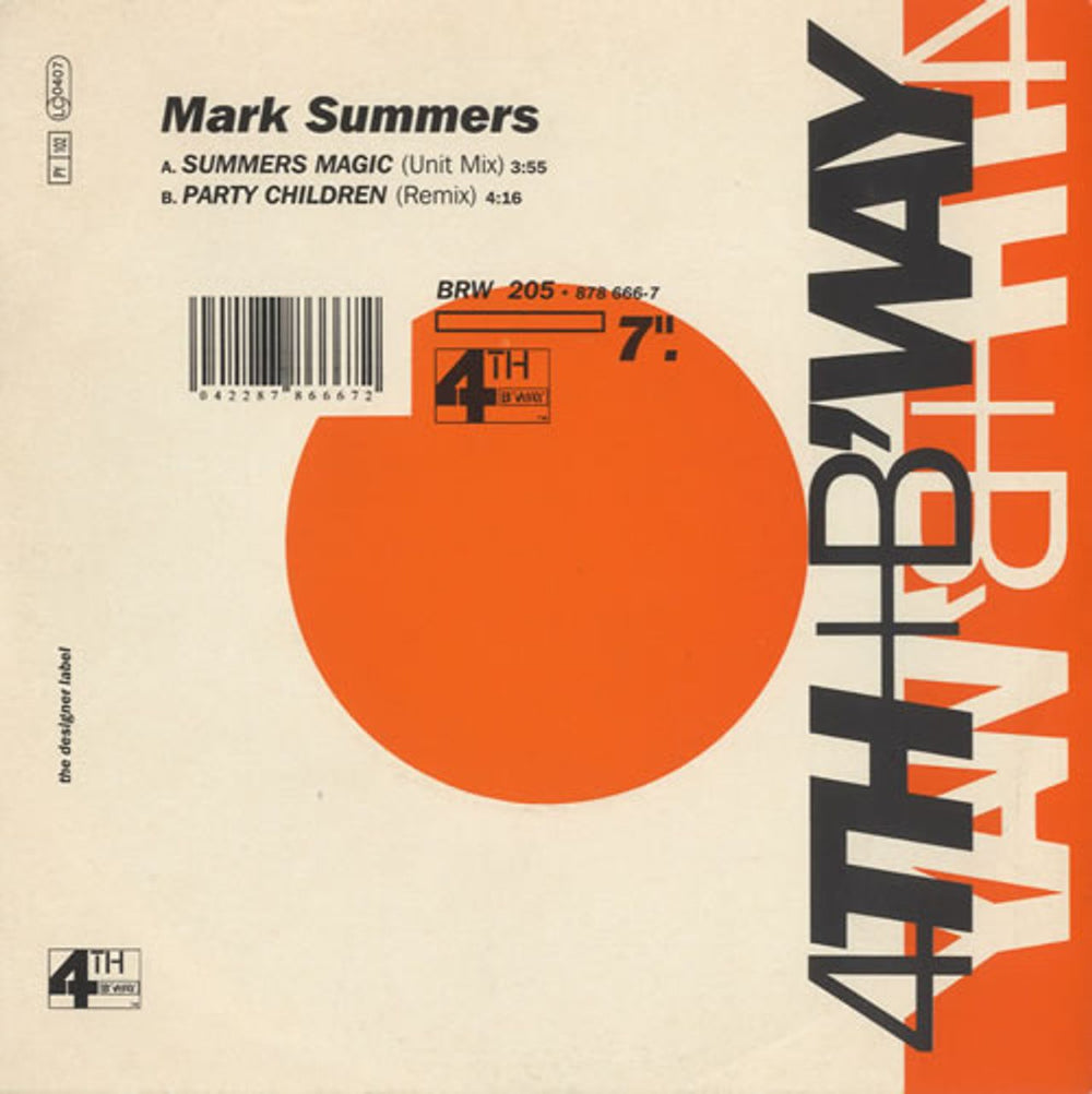 Mark Summers Summers Magic (Unit Mix) UK 7" vinyl single (7 inch record / 45) BRW205