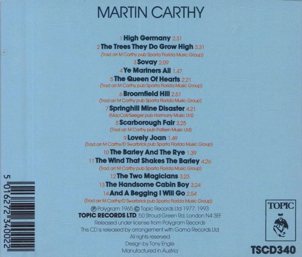 Martin Carthy Martin Carthy UK CD album (CDLP)