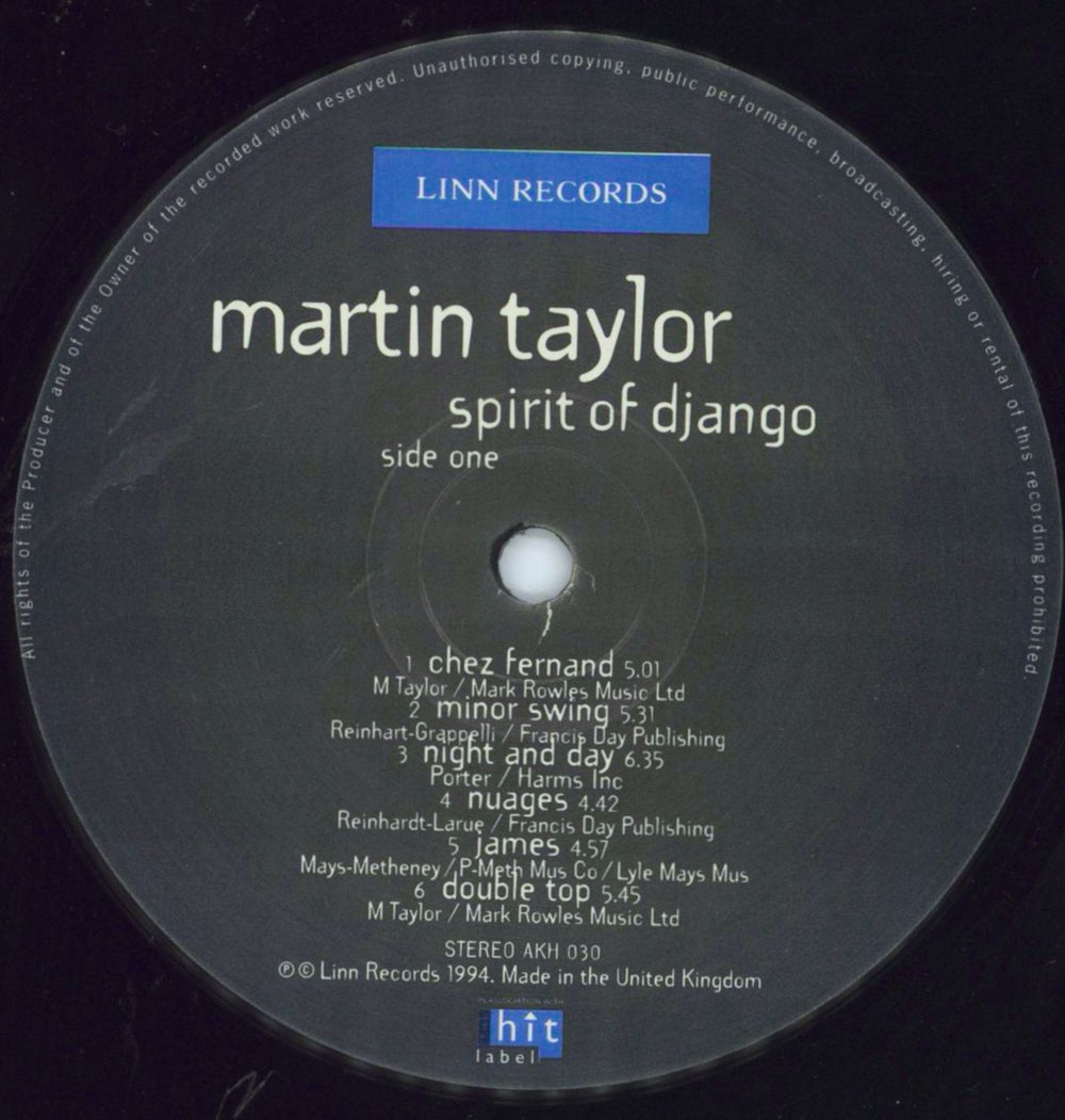 Martin Taylor Spirit Of Django UK vinyl LP album (LP record) M7RLPSP799639