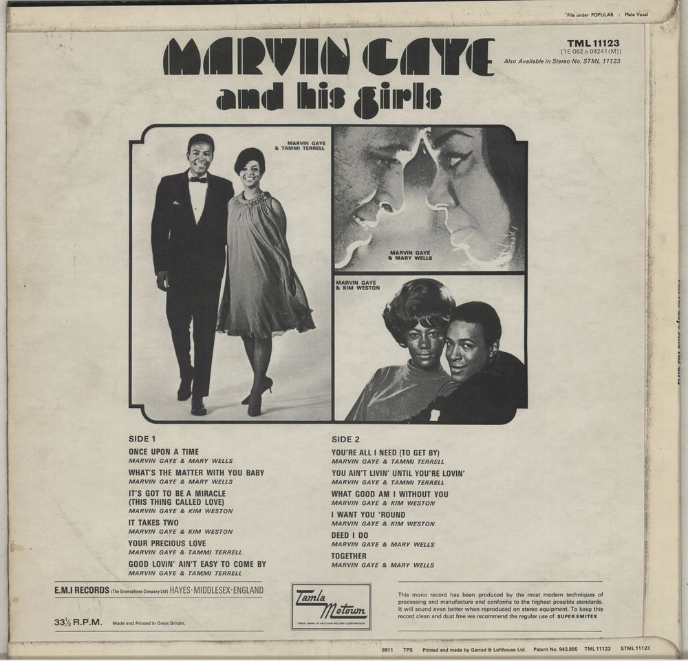 Marvin Gaye Marvin Gaye And His Girls UK vinyl LP album (LP record)