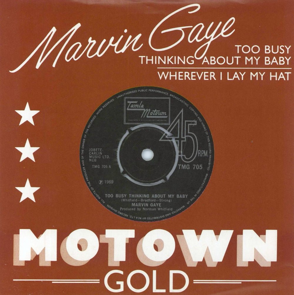 Marvin Gaye Too Busy Thinking About My Baby UK 7" vinyl single (7 inch record / 45) TMG705