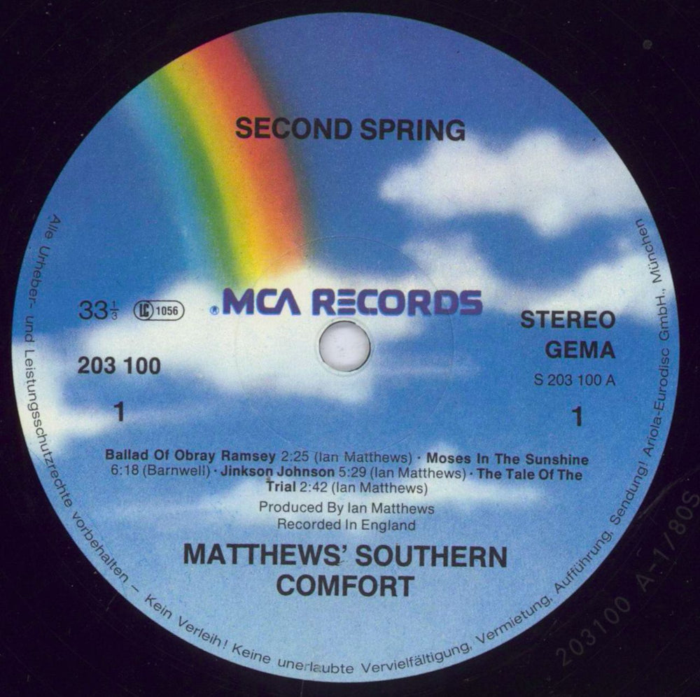 Matthews Southern Comfort Second Spring German vinyl LP album (LP record) MTTLPSE830419