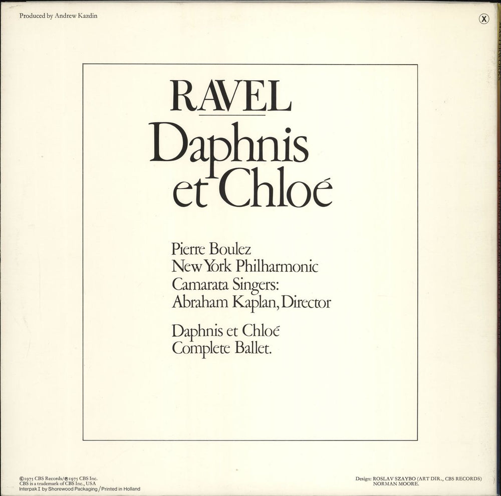 Maurice Ravel Daphnis Et Chloë Dutch vinyl LP album (LP record)