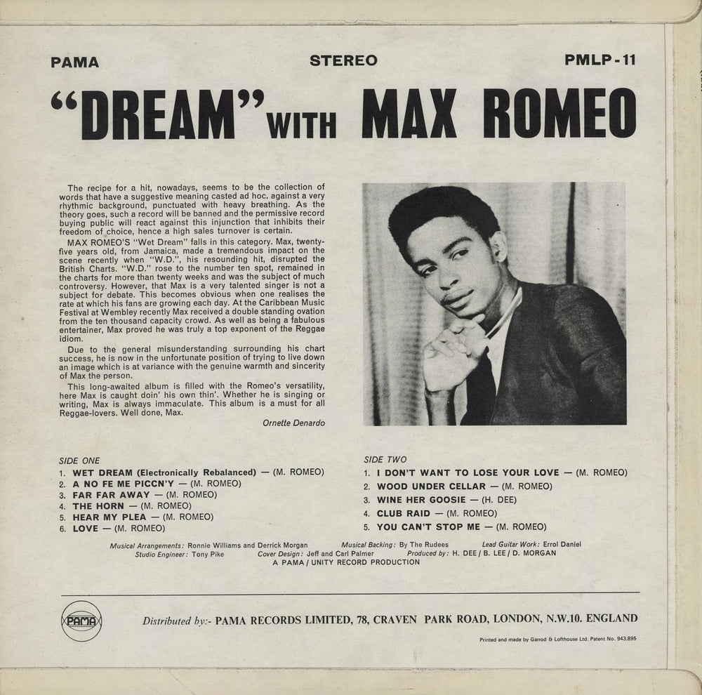 Max Romeo A Dream - EX UK vinyl LP album (LP record)