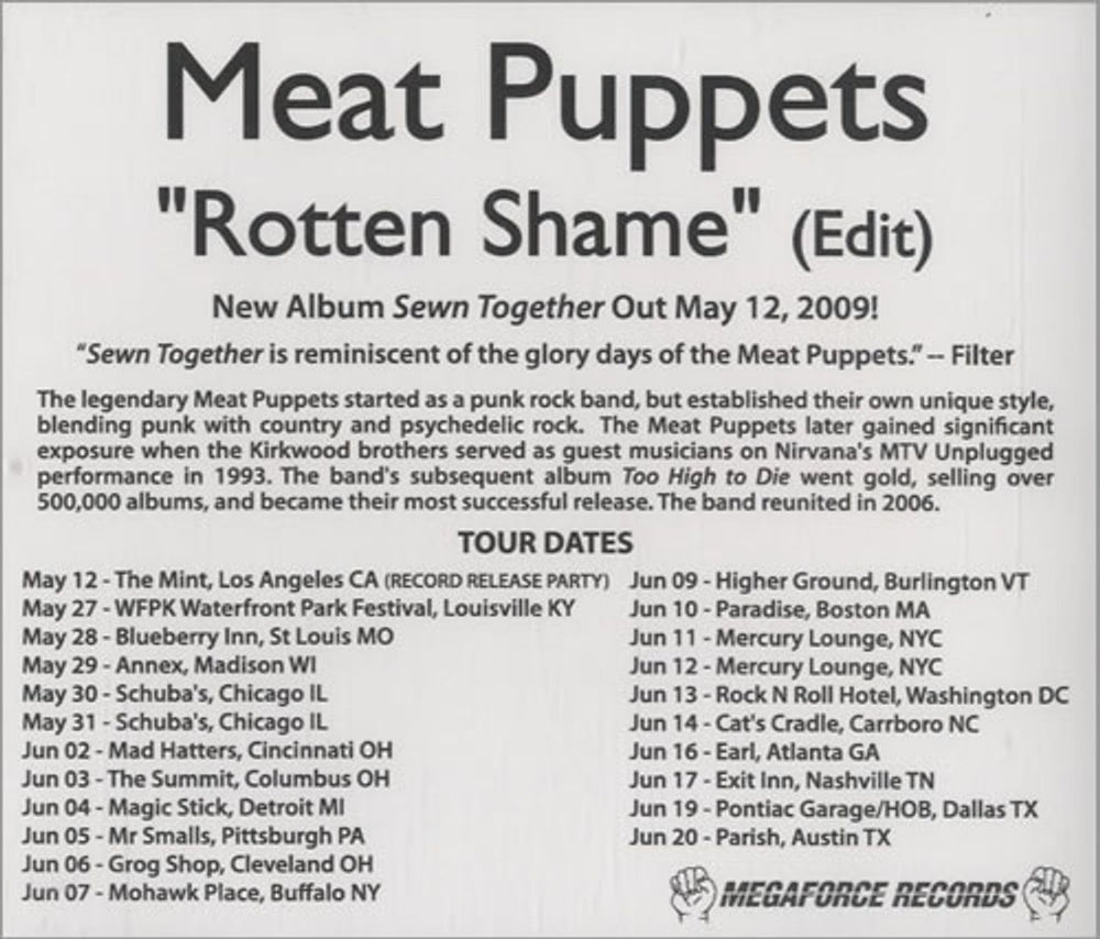 Meat Puppets Rotten Shame US Promo CD-R acetate CDR-ACETATE