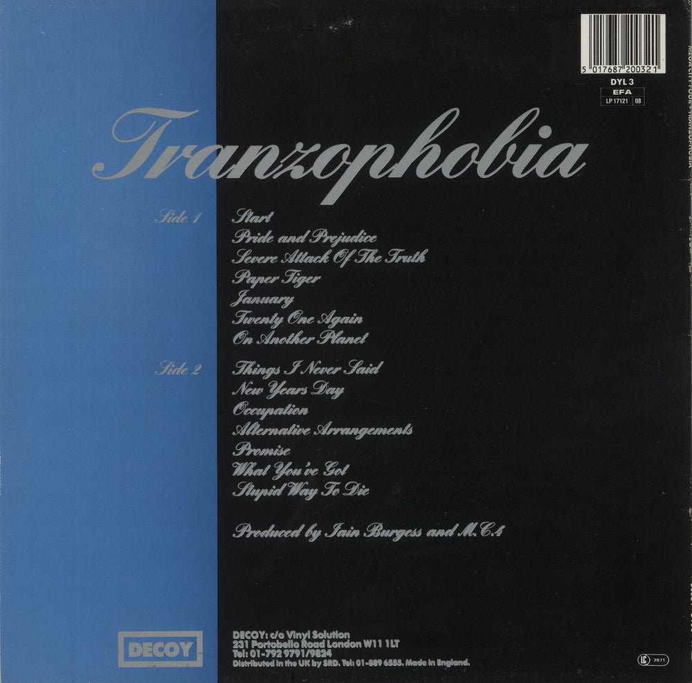 Mega City Four Tranzophobia UK vinyl LP album (LP record) 5017687200321
