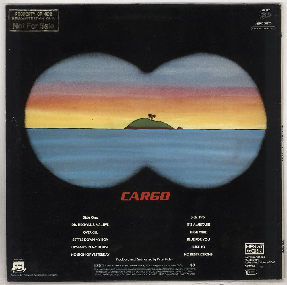 Men At Work Cargo - Gold promo stamped UK vinyl LP album (LP record)