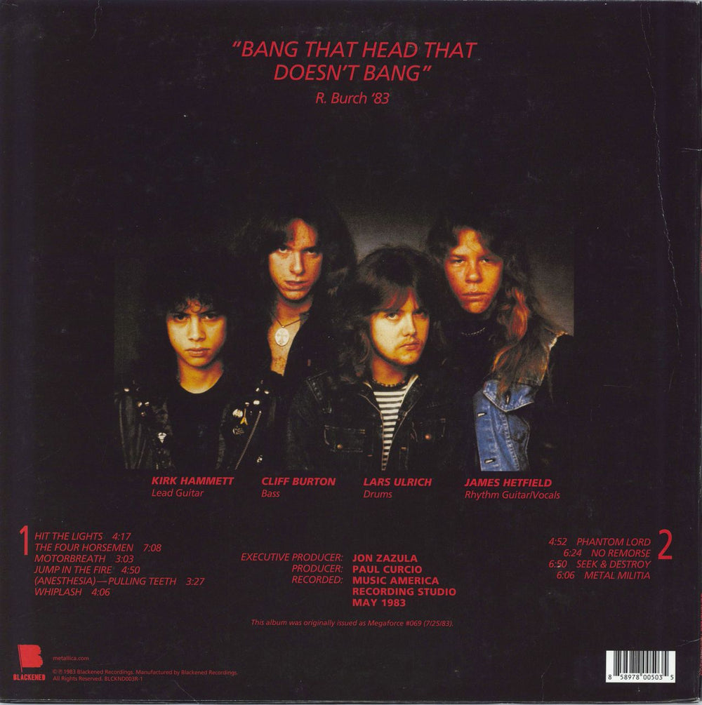 Metallica Kill 'Em All - Remastered - Sealed US Vinyl LP 