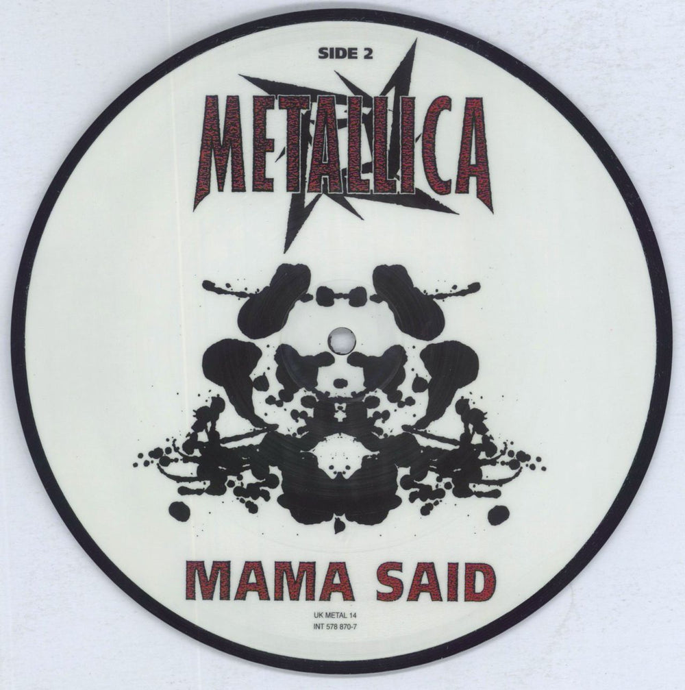 Metallica Mama Said UK 7" vinyl picture disc (7 inch picture disc single) MET7PMA76732